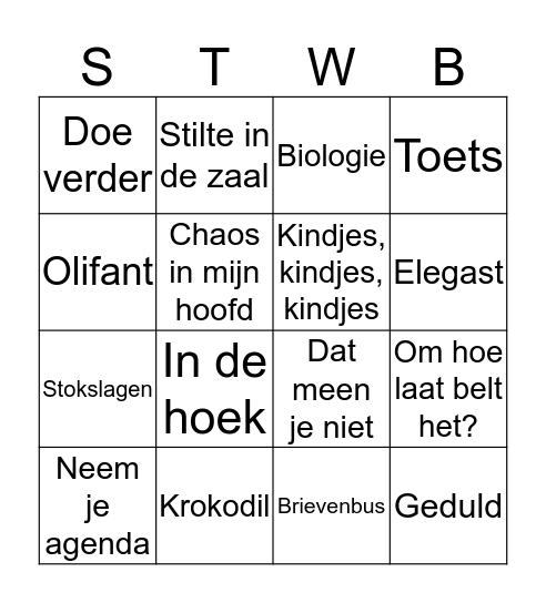 Het epische 5STWB-spel - BINGO Card