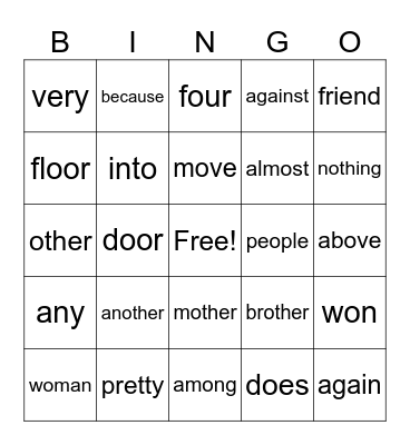 UFLI BINGO Card