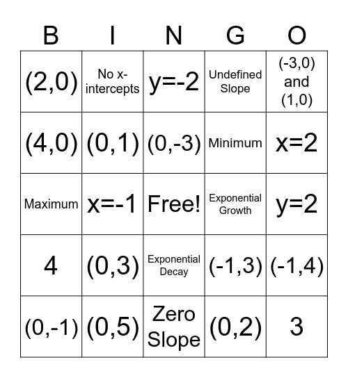 Vocabulary Bingo Card