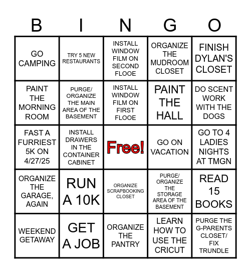 2025 resolution Bingo Card