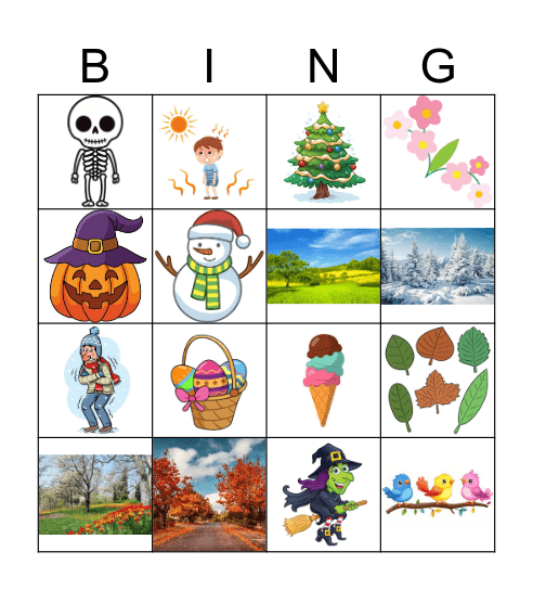 Seasons Bingo Card