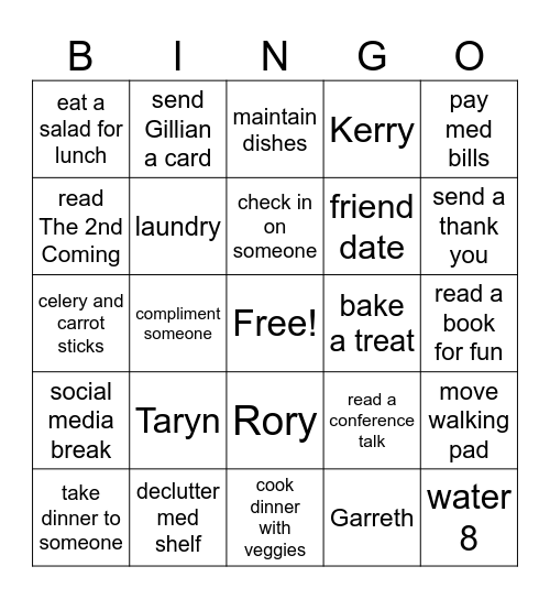 January Bingo Card