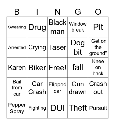 Body cam bingo Card