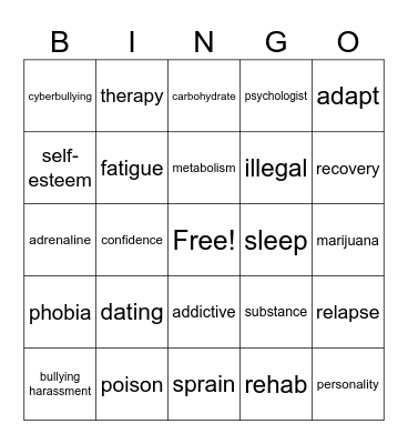 Health Bingo Card