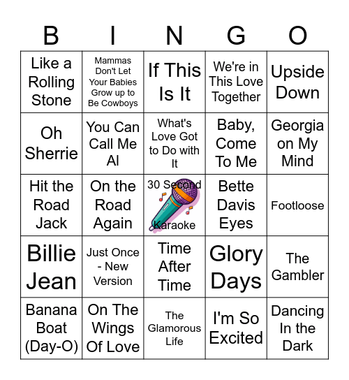 We Are The World (1985) Bingo Card