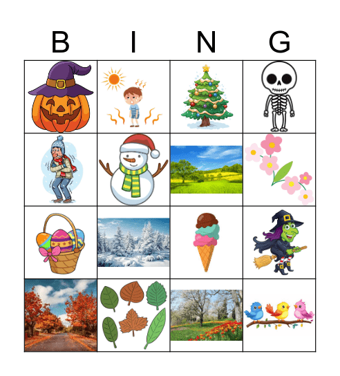 Seasons Bingo Card
