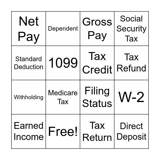 TAXES!!! Bingo Card