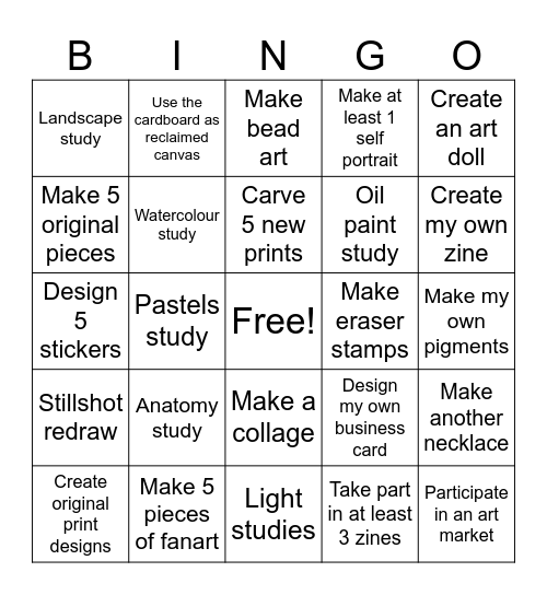 aris art bingo Card