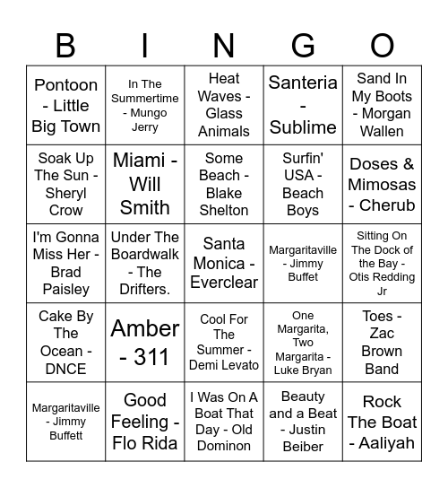 Beach Day Bingo Card