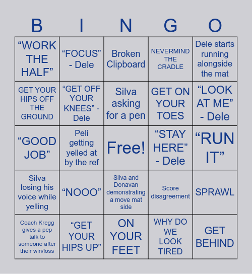 Coaches Bingo Card