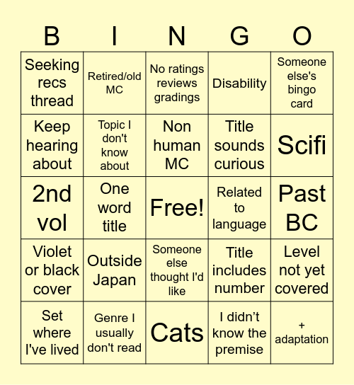 2025 Bingo Card