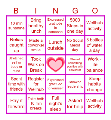 WELLNESS! Bingo Card
