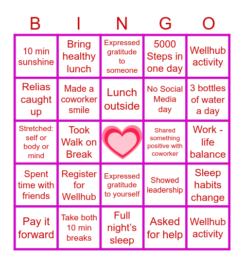 WELLNESS! Bingo Card