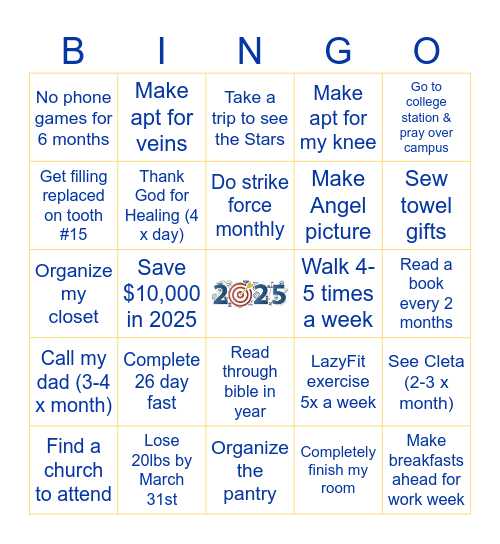 2025 Vision Bingo Card