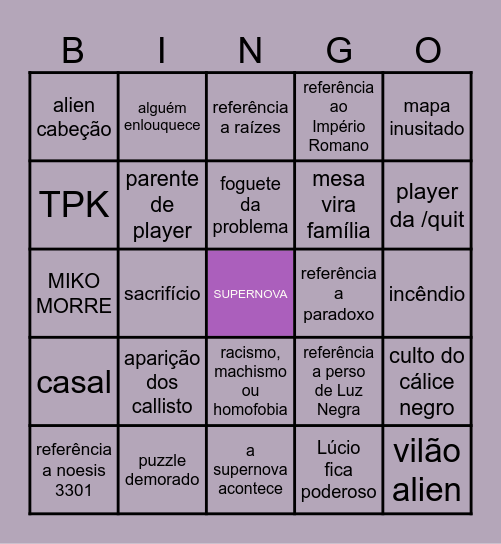 BINGO DOS SUPERNOVERS Bingo Card