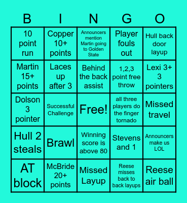 Rose v. Laces Bingo Card