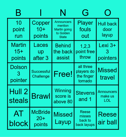 Rose v. Laces Bingo Card