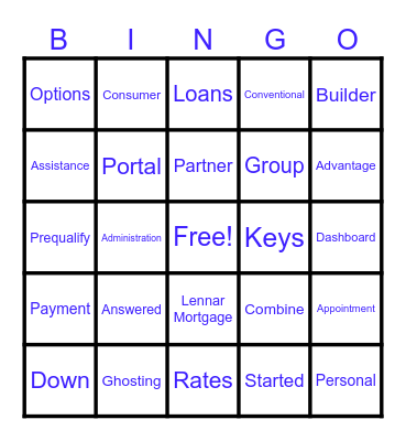 LENNAR MORTGAGE Bingo Card
