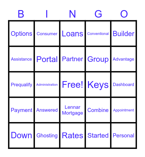 LENNAR MORTGAGE Bingo Card