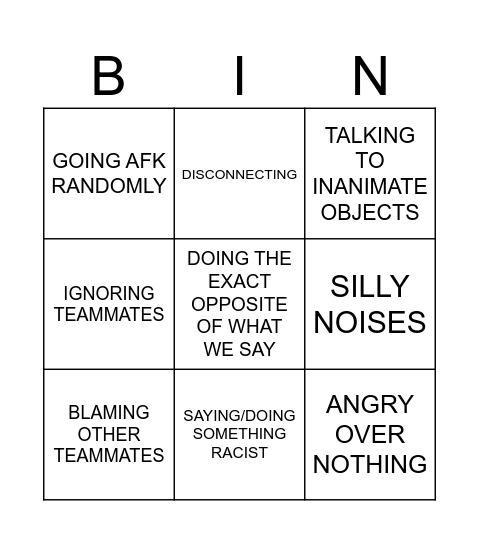 DOM BINGO CARD!!!! Bingo Card