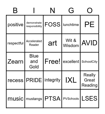 Larkspur BINGO Card