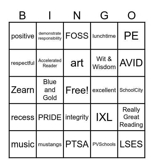 Larkspur BINGO Card