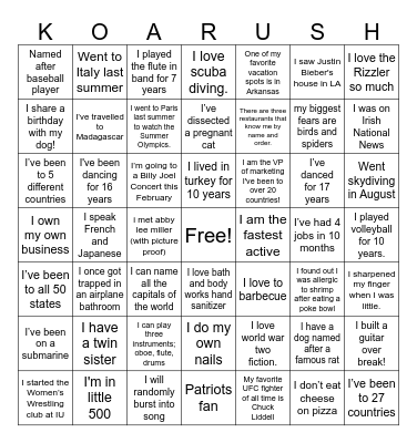 KOA BINGO Card
