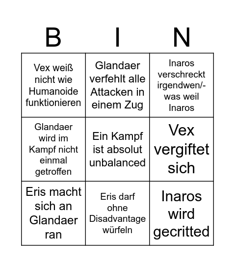 Errengard Bingo Card