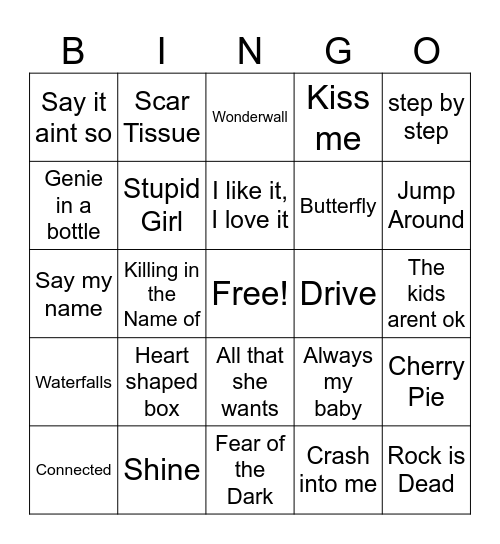 90s Bingo too Bingo Card