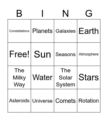 Earth Bingo Card