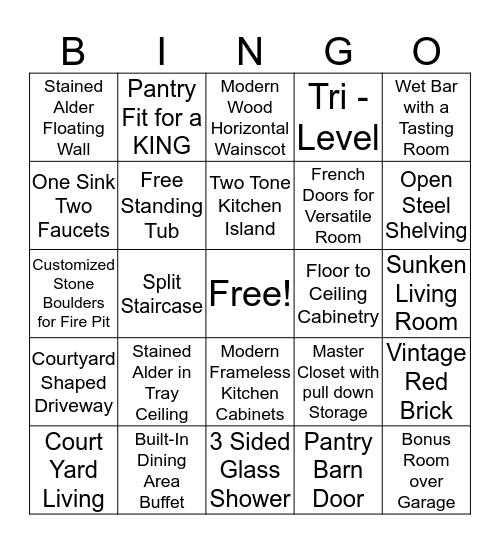 Builder Bingo  Bingo Card