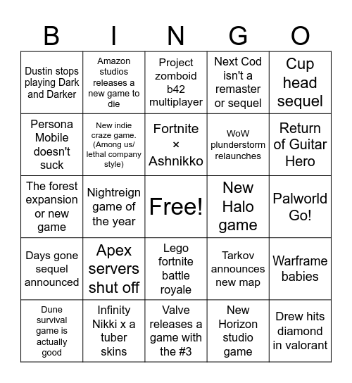 2025 Bingo Card