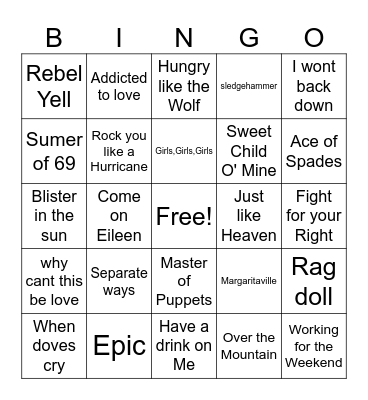 80s Bingo too Bingo Card