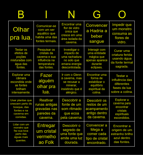 Bingo culinário Bingo Card