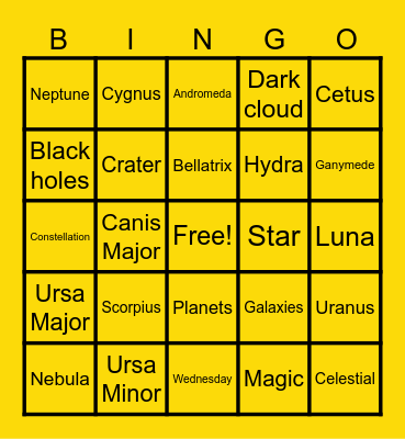 FFS ASTRONOMY BINGO Card