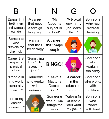 Career Day Bingo Card