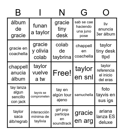2025 Bingo Card