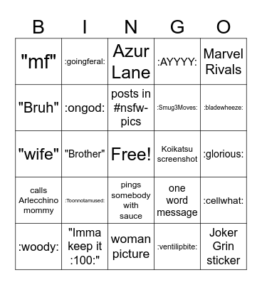 roy bingo Card