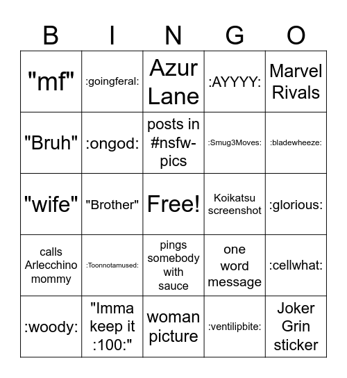 roy bingo Card