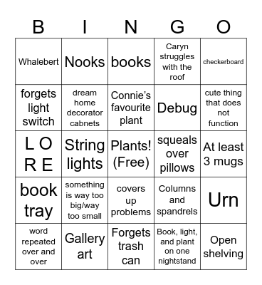 Caryn and Connie Bingo Card