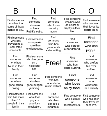 CAG Bingo Card
