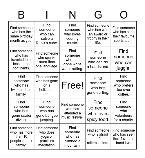 CAG Bingo Card