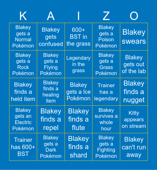 Pokemon Kaizo IronMON BINGO Card
