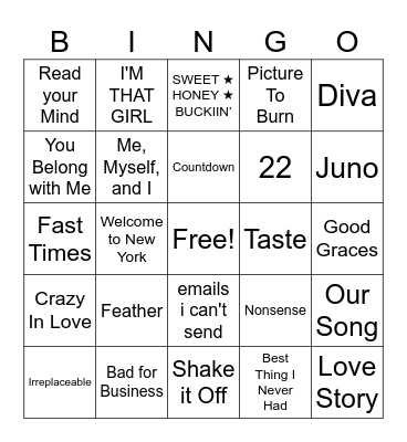 BTS (Beyoncé Taylor Sabrina) Bingo Card