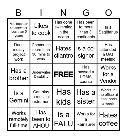 Find someone who... (have them initial the box) Bingo Card