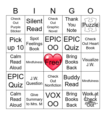 For the Love of the Library 4th Grade Bingo Card