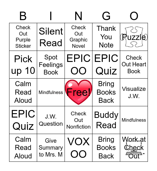 For the Love of the Library 4th Grade Bingo Card