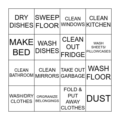 CHORE BINGO Card