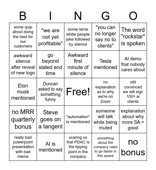 VRIFY Town Hall 2025 Bingo Card