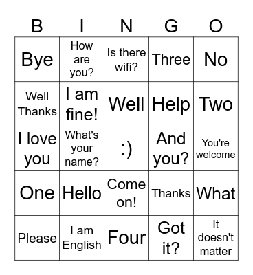 Italian Bingo Card